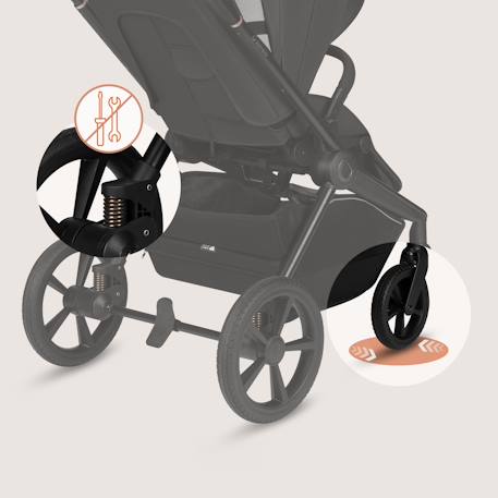 Poussette 3en1 freya avec nacelle, siège-auto et habillage pluie Beige sand+Black onyx+Brown chocolate 10 - vertbaudet enfant 