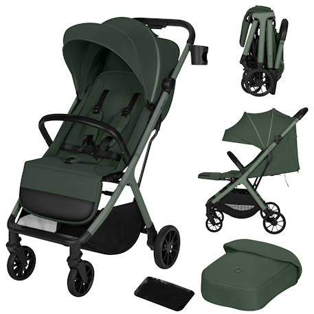 Poussette compacte cloe plus avec grandes roues, pliage automatique et ventilation Beige sand+Black onyx+Green sage 13 - vertbaudet enfant 