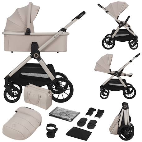 Poussette 2en1 layla jusqu’à 22 kg avec nacelle et accessoires Beige sand+Beige taupe+Black onyx+Green forest 1 - vertbaudet enfant 