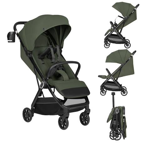 Poussette ultra-compacte bess légère avec pliage rapide, compatible avion Beige sand+Green forest+Grey stone 7 - vertbaudet enfant 