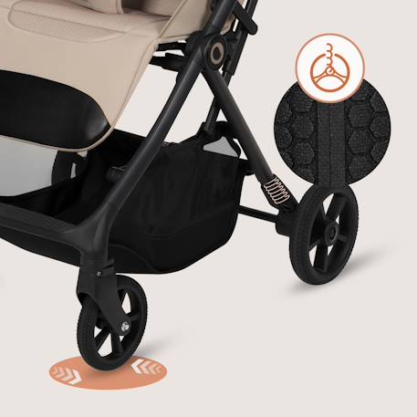 Poussette tout-terrain tansi légère avec roues graveltech, amortissement et pliage à une main Beige sand+Beige taupe+Black onyx+Green emerald 2 - vertbaudet enfant 
