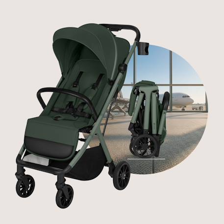 Poussette compacte cloe plus avec grandes roues, pliage automatique et ventilation Beige sand+Black onyx+Green sage 16 - vertbaudet enfant 