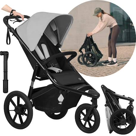 Poussette tout-terrain azura jusqu’à 22 kg avec frein double et habillage pluie Black onyx+Green forest+Grey stone 13 - vertbaudet enfant 