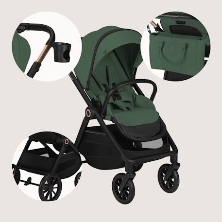 Poussette 2en1 layla jusqu’à 22 kg avec nacelle et accessoires Beige sand+Beige taupe+Black onyx+Green forest 24 - vertbaudet enfant 