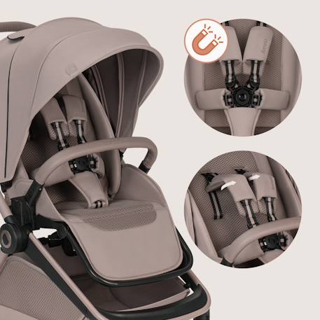 Poussette 2en1 freya avec nacelle pliable avec le châssis et accessoires Beige sand+Black onyx+Brown chocolate 5 - vertbaudet enfant 