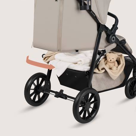 Poussette compacte emerald légère avec amortissement, pliage à une main et grand panier Beige sand+Green forest+Grey stone 4 - vertbaudet enfant 