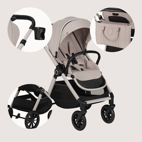 Poussette 3en1 layla jusqu’à 22 kg avec nacelle, siège-auto et accessoires Beige sand+Beige taupe+Black onyx+Green forest 6 - vertbaudet enfant 