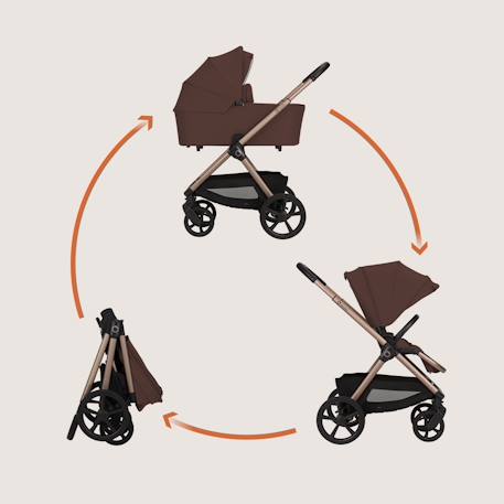 Poussette duo carmine jusqu’à 22 kg avec nacelle et accessoires Beige sand+Black onyx+Brown chocolate+Grey stone 13 - vertbaudet enfant 
