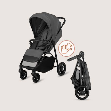 Poussette compacte emerald légère avec amortissement, pliage à une main et grand panier Beige sand+Green forest+Grey stone 15 - vertbaudet enfant 