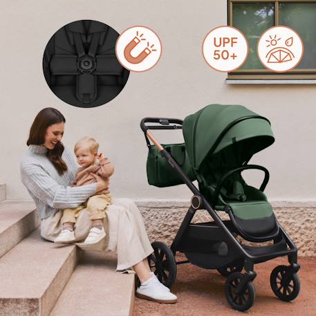 Poussette 2en1 layla jusqu’à 22 kg avec nacelle et accessoires Beige sand+Beige taupe+Black onyx+Green forest 17 - vertbaudet enfant 
