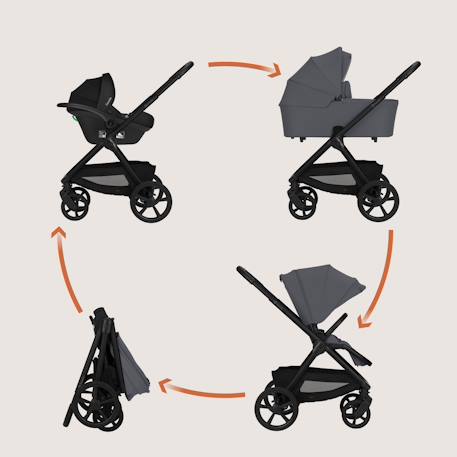 Poussette trio carmine jusqu’à 22 kg avec nacelle, siège-auto et accessoires Beige sand+Grey stone 8 - vertbaudet enfant 