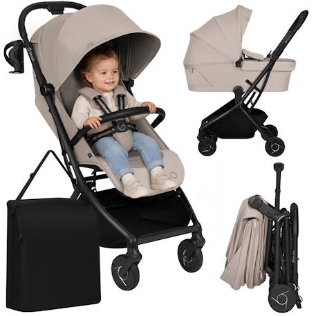 Poussette 2en1 sia ultra-légère avec nacelle, habillage pluie et moustiquaire Beige sand+Black onyx+Green emerald 1 - vertbaudet enfant 