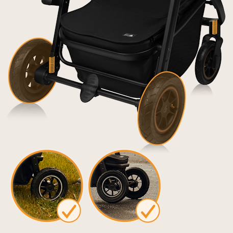 Poussette 3en1 amber plus avec nacelle, siège-auto, sac et accessoires Beige sand+Green forest+Grey graphite 9 - vertbaudet enfant 