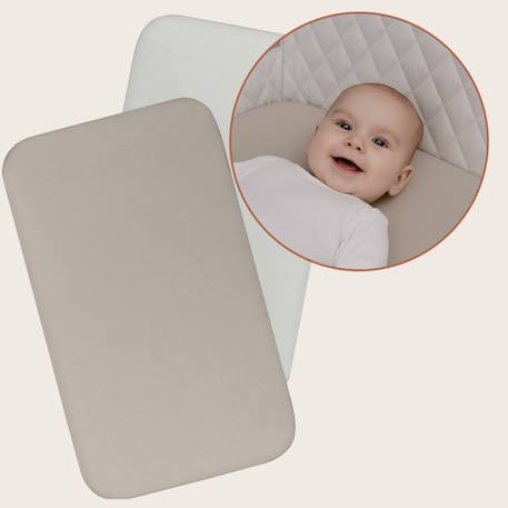 2 x draps-housses en bambou 80 x 40 cm, doux, respirants et universels Beige+Grey 2 - vertbaudet enfant 
