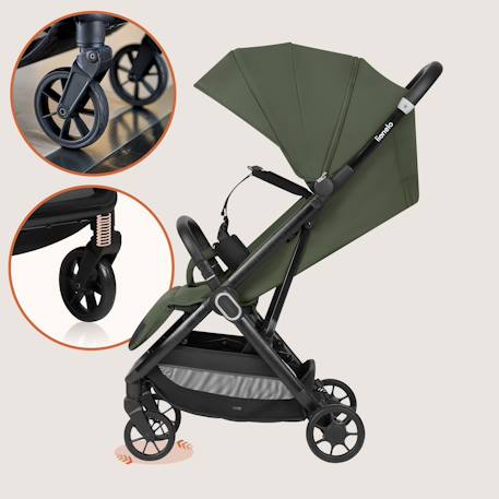 Poussette ultra-compacte bess légère avec pliage rapide, compatible avion Beige sand+Green forest+Grey stone 11 - vertbaudet enfant 