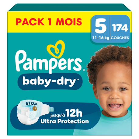 174 couches baby-dry, taille 5, 11-16 kg Blanc 1 - vertbaudet enfant 