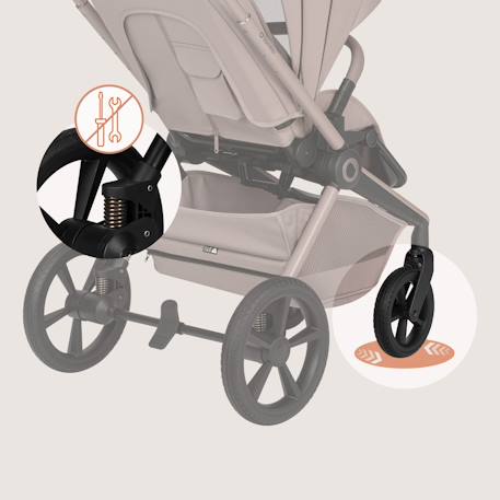 Poussette 2en1 freya avec nacelle pliable avec le châssis et accessoires Beige sand+Black onyx+Brown chocolate 4 - vertbaudet enfant 
