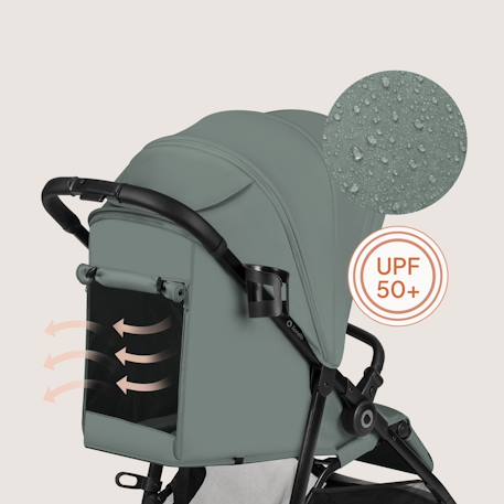 Poussette compacte emerald légère avec amortissement, pliage à une main et grand panier Beige sand+Green forest+Grey stone 11 - vertbaudet enfant 