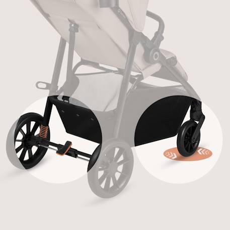 Poussette compacte emerald légère avec amortissement, pliage à une main et grand panier Beige sand+Green forest+Grey stone 6 - vertbaudet enfant 