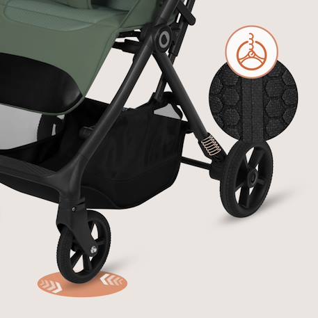Poussette tout-terrain tansi légère avec roues graveltech, amortissement et pliage à une main Beige sand+Beige taupe+Black onyx+Green emerald 20 - vertbaudet enfant 