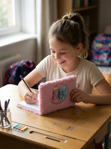 Carnet fille couverture peluche Stitch Rose 2 - vertbaudet enfant 