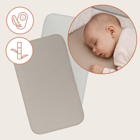 2 x draps-housses en bambou 80 x 40 cm, doux, respirants et universels Beige+Grey 4 - vertbaudet enfant 