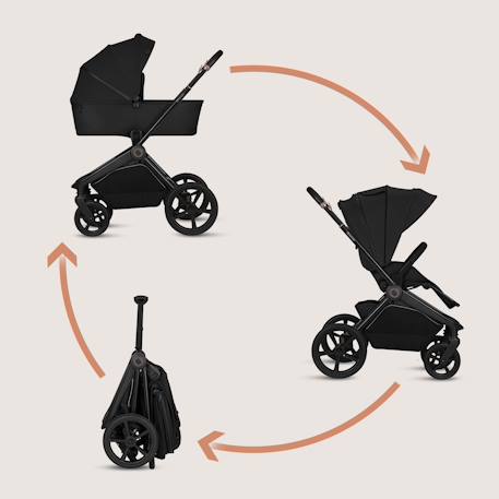Poussette 2en1 freya avec nacelle pliable avec le châssis et accessoires Beige sand+Black onyx+Brown chocolate 8 - vertbaudet enfant 
