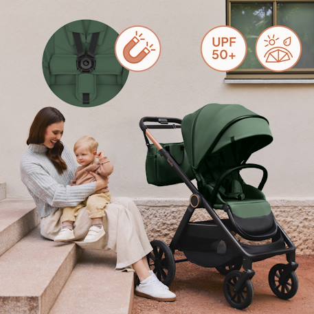 Poussette 3en1 layla jusqu’à 22 kg avec nacelle, siège-auto et accessoires Beige sand+Beige taupe+Black onyx+Green forest 23 - vertbaudet enfant 