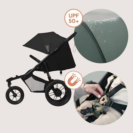 Poussette tout-terrain azura jusqu’à 22 kg avec frein double et habillage pluie Black onyx+Green forest+Grey stone 5 - vertbaudet enfant 