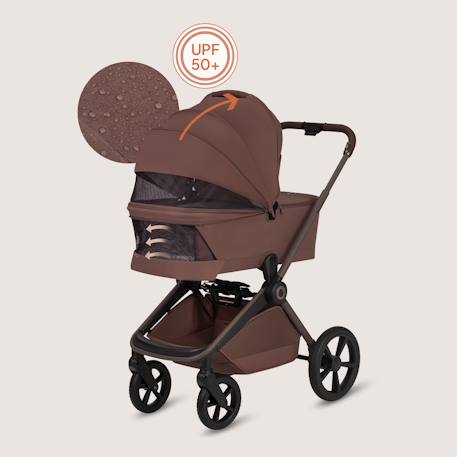 Poussette 2en1 freya avec nacelle pliable avec le châssis et accessoires Beige sand+Black onyx+Brown chocolate 15 - vertbaudet enfant 