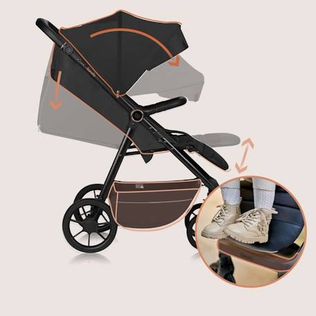 Poussette tout-terrain mira jusqu’à 22 kg avec grandes roues et assise spacieuse Black onyx+Green emerald+Grey graphite 3 - vertbaudet enfant 
