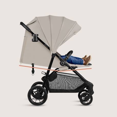 Poussette compacte emerald légère avec amortissement, pliage à une main et grand panier Beige sand+Green forest+Grey stone 2 - vertbaudet enfant 