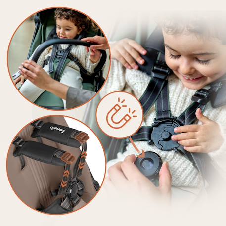 Poussette ultra-compacte bess légère avec pliage rapide, compatible avion Beige sand+Green forest+Grey stone 4 - vertbaudet enfant 