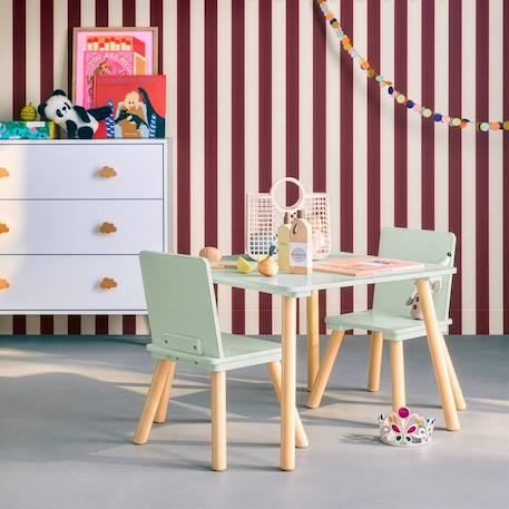 Table carrée enfant bois de pin 2 assises - judith Blanc+Jaune+Rose+Terracotta+Vert+Vert olive 28 - vertbaudet enfant 
