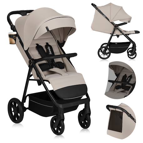 Poussette tout-terrain iva jusqu’à 22 kg avec matériaux premium et assise spacieuse Beige sand+Green forest+Grey graphite 1 - vertbaudet enfant 