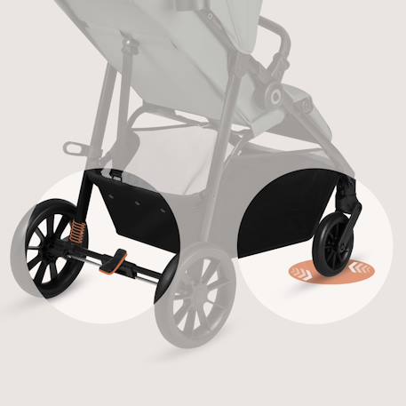 Poussette compacte emerald légère avec amortissement, pliage à une main et grand panier Beige sand+Green forest+Grey stone 12 - vertbaudet enfant 