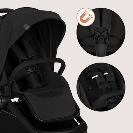 Poussette 2en1 freya avec nacelle pliable avec le châssis et accessoires Beige sand+Black onyx+Brown chocolate 11 - vertbaudet enfant 