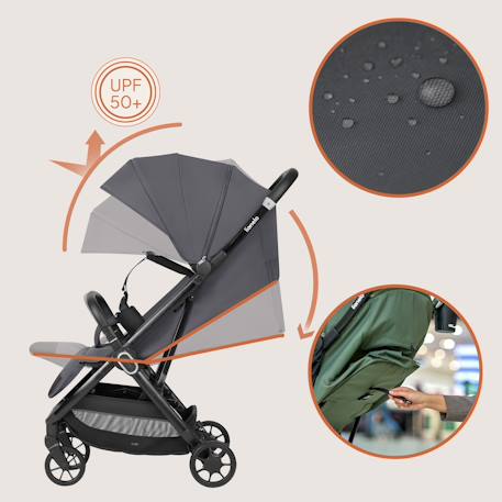 Poussette ultra-compacte bess légère avec pliage rapide, compatible avion Beige sand+Green forest+Grey stone 17 - vertbaudet enfant 