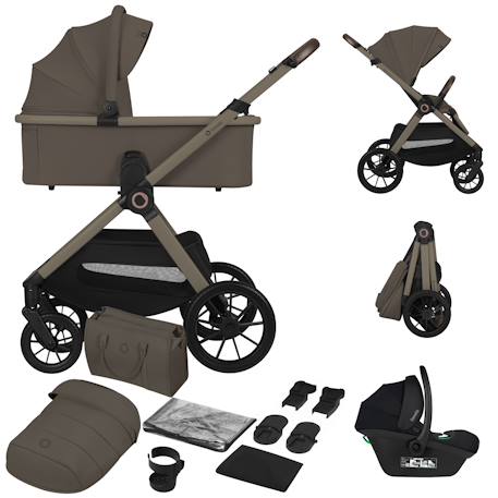 Poussette 3en1 layla jusqu’à 22 kg avec nacelle, siège-auto et accessoires Beige sand+Beige taupe+Black onyx+Green forest 7 - vertbaudet enfant 