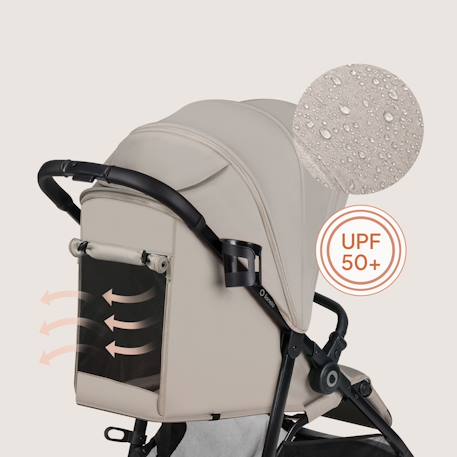 Poussette compacte emerald légère avec amortissement, pliage à une main et grand panier Beige sand+Green forest+Grey stone 5 - vertbaudet enfant 