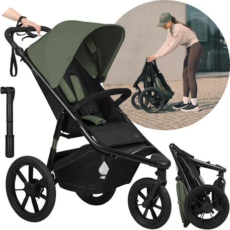 Poussette tout-terrain azura jusqu’à 22 kg avec frein double et habillage pluie Black onyx+Green forest+Grey stone 7 - vertbaudet enfant 