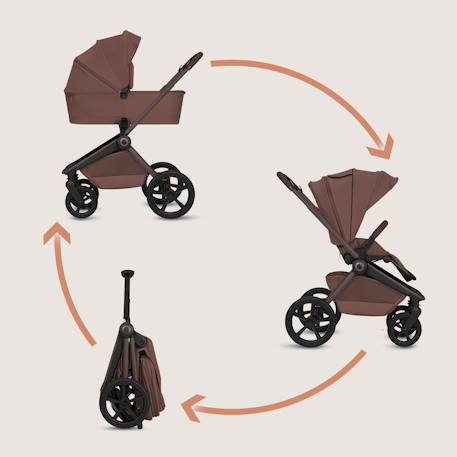 Poussette 2en1 freya avec nacelle pliable avec le châssis et accessoires Beige sand+Black onyx+Brown chocolate 14 - vertbaudet enfant 