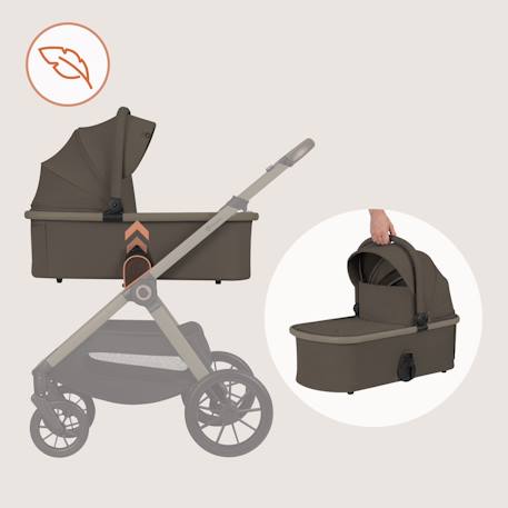 Poussette 3en1 layla jusqu’à 22 kg avec nacelle, siège-auto et accessoires Beige sand+Beige taupe+Black onyx+Green forest 9 - vertbaudet enfant 