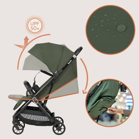 Poussette ultra-compacte bess légère avec pliage rapide, compatible avion Beige sand+Green forest+Grey stone 12 - vertbaudet enfant 