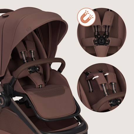 Poussette 2en1 freya avec nacelle pliable avec le châssis et accessoires Beige sand+Black onyx+Brown chocolate 17 - vertbaudet enfant 