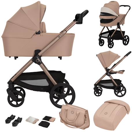 Poussette duo carmine jusqu’à 22 kg avec nacelle et accessoires Beige sand+Black onyx+Brown chocolate+Grey stone 1 - vertbaudet enfant 
