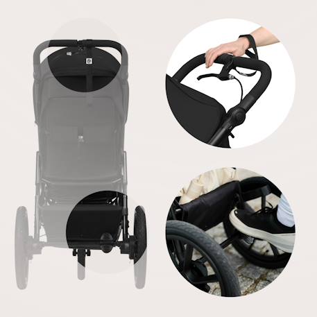 Poussette tout-terrain azura jusqu’à 22 kg avec frein double et habillage pluie Black onyx+Green forest+Grey stone 4 - vertbaudet enfant 
