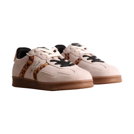 Baskets fille basses à lacets Beige   leopard+Kaki   jaune 3 - vertbaudet enfant 