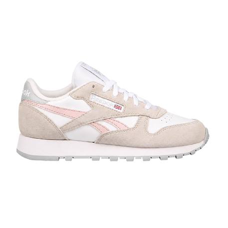Baskets fille en cuir Blanc, gris, rose 1 - vertbaudet enfant 