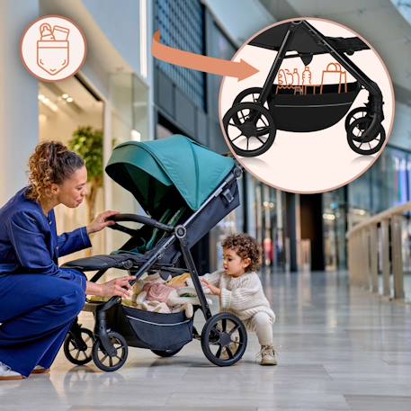 Poussette tout-terrain mira jusqu’à 22 kg avec grandes roues et assise spacieuse Black onyx+Green emerald+Grey graphite 10 - vertbaudet enfant 
